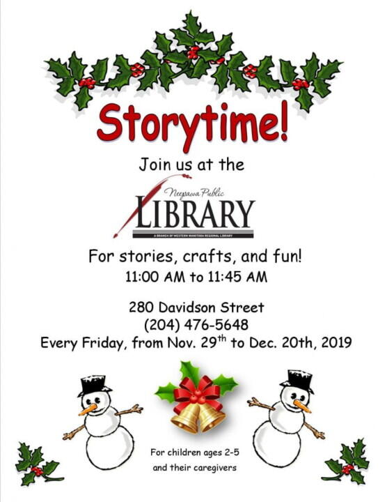 Image: Friday Christmas storytimes at Neepawa Public Library