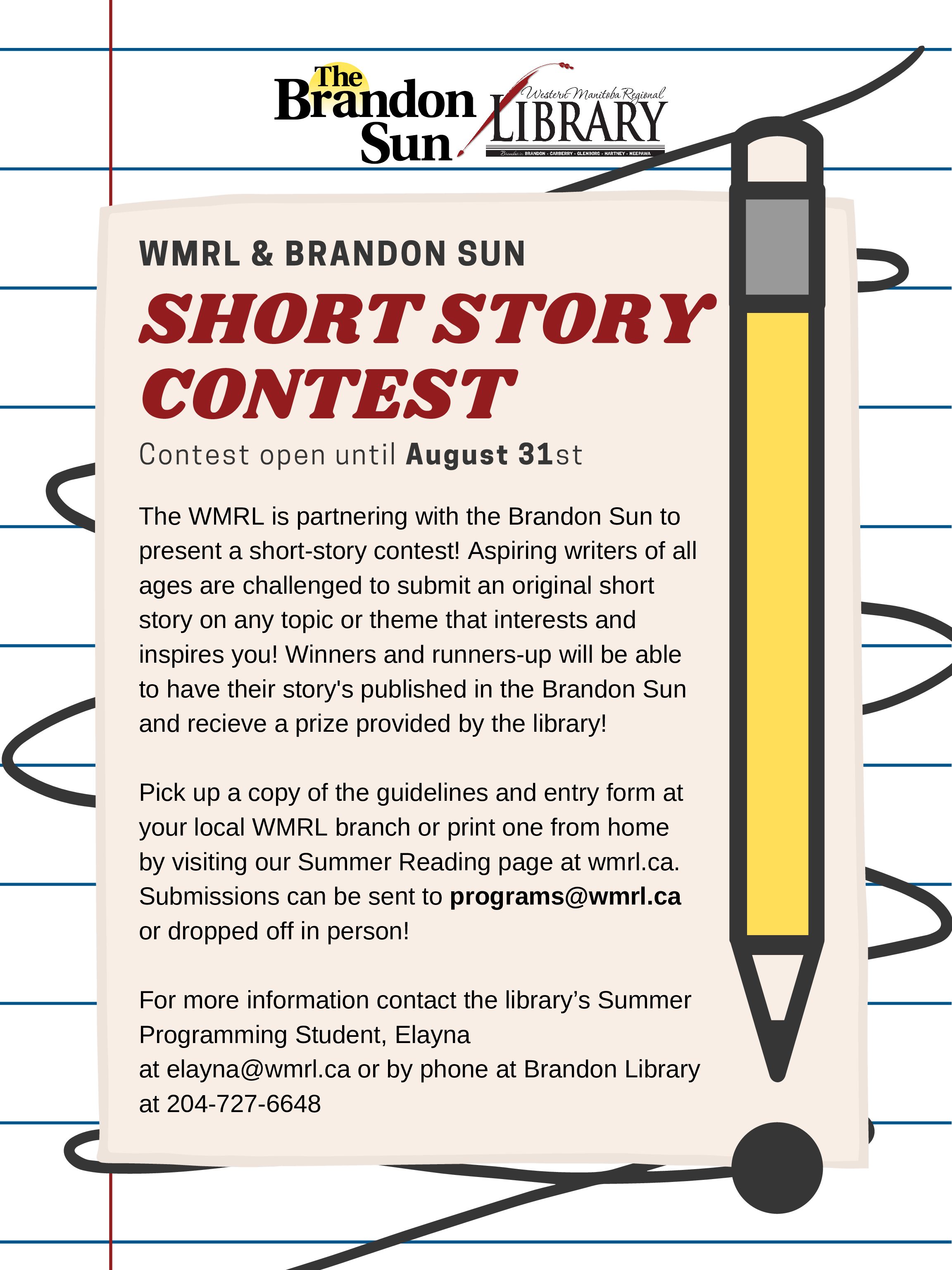 Short Story Contest Western Manitoba Regional Library