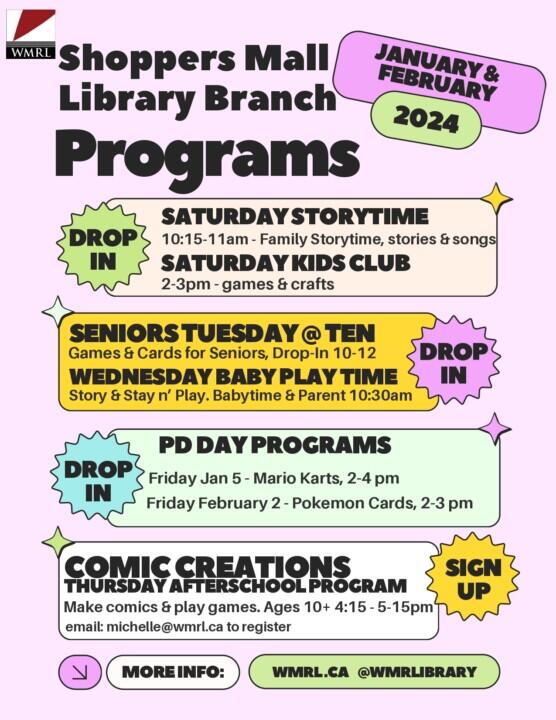 Upcoming Programs @ the Shoppers Mall Branch