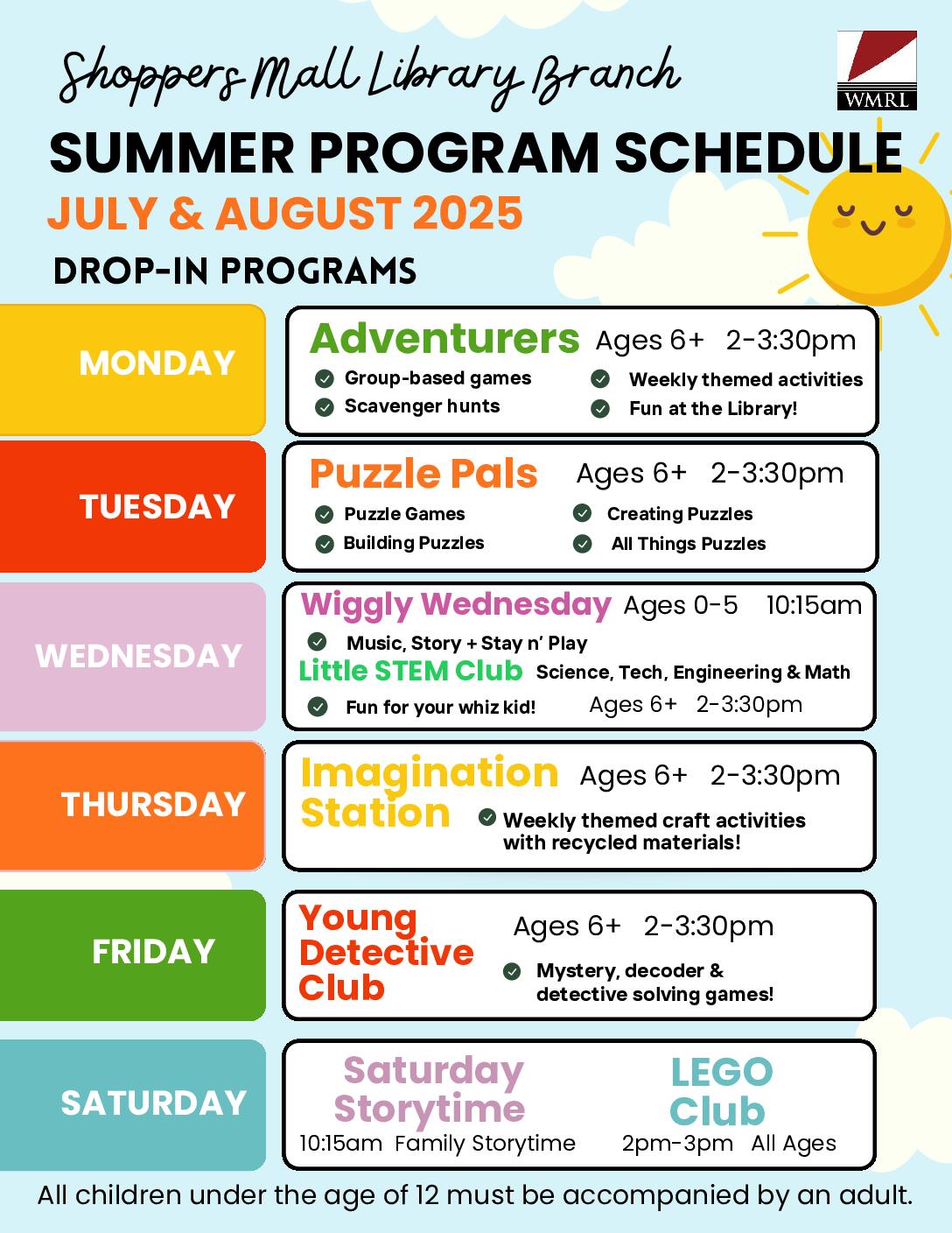 Shoppers Mall Summer Program Schedule! Shoppers Mall Summer Program Schedule!