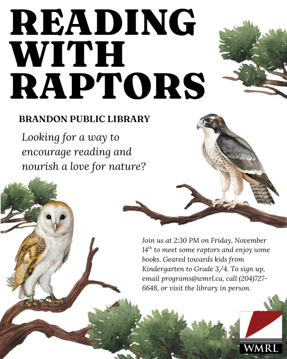 Reading with Raptors @ the Brandon Public Library